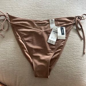 NWT Abercrombie & Fitch Shimmer Tie High Cut Bikini Bottom Large - Cheeky